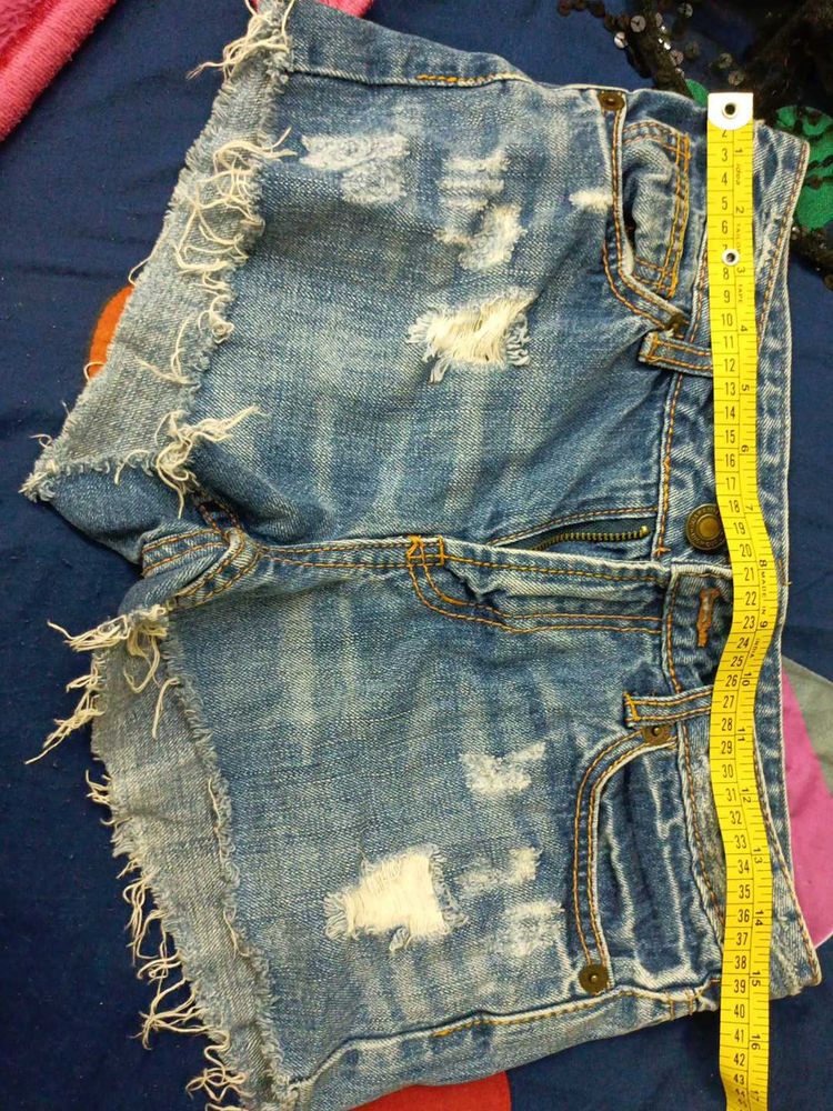 Distressed Denim Shorts