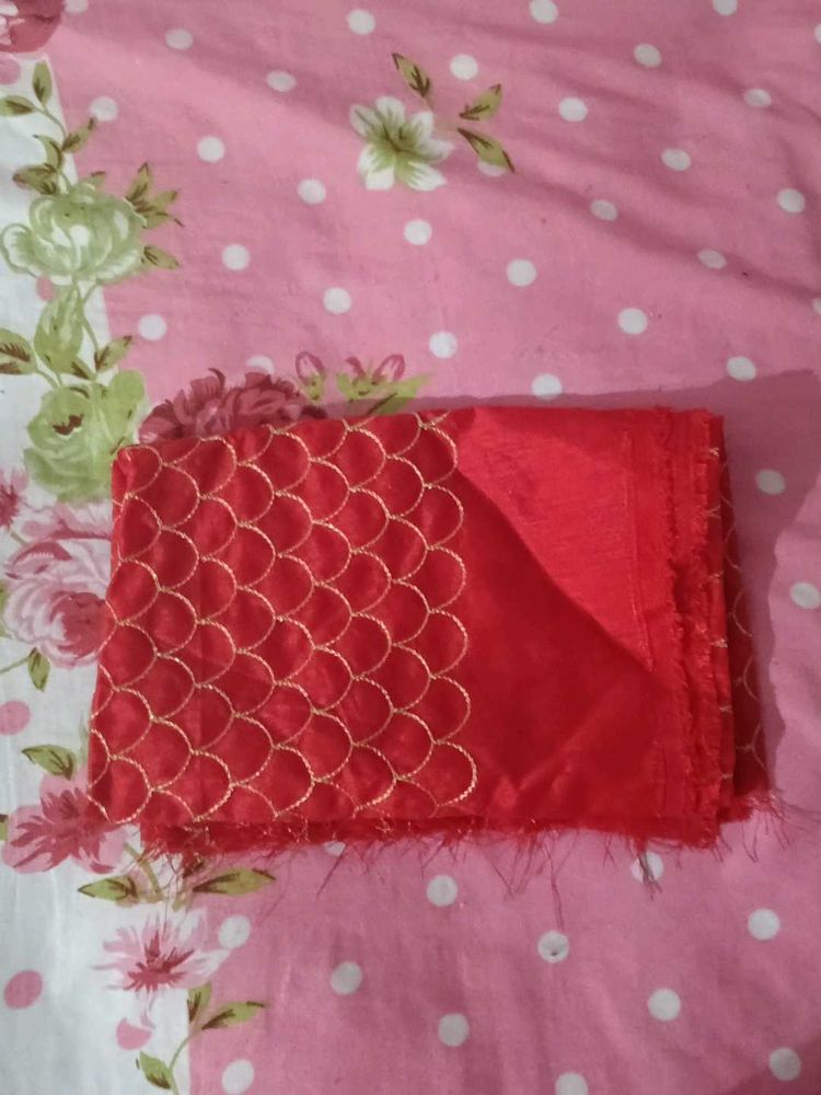 Red Embroidered Blouse Piece