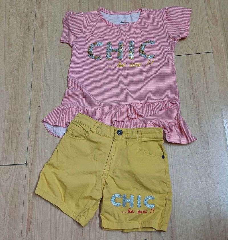 Chic Girl Kids Outfit - Peplum Top &amp; Shorts