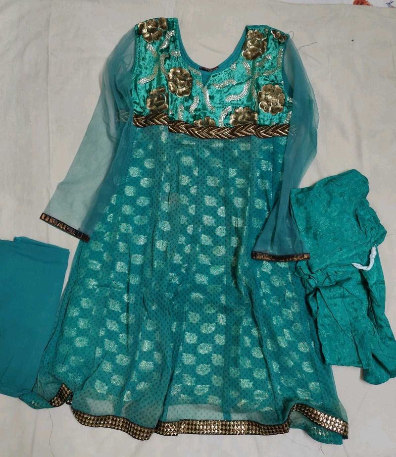 Teal Anarkali Kurta Set