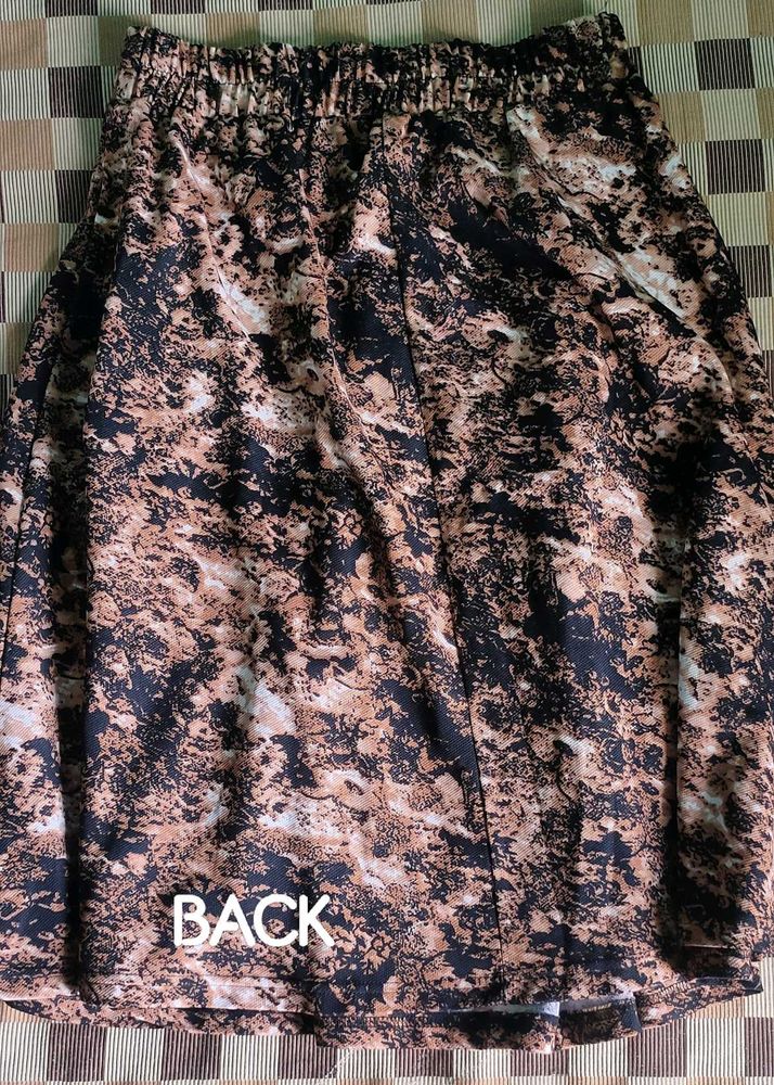 Elegant Black &amp; Peach A-Line Printed Skirt