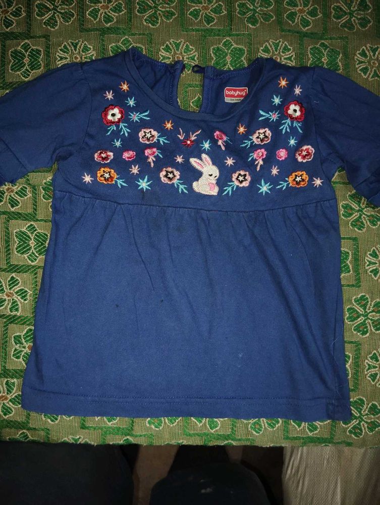 Cute Blue Embroidered Top