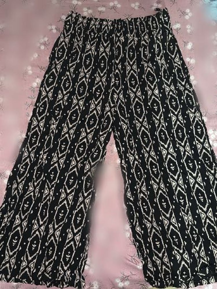 Patterned Wide Leg Pants