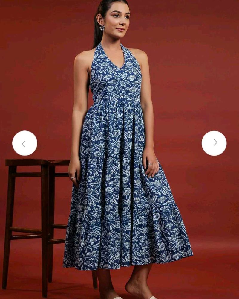 Floral Halter Neck Midi Dress