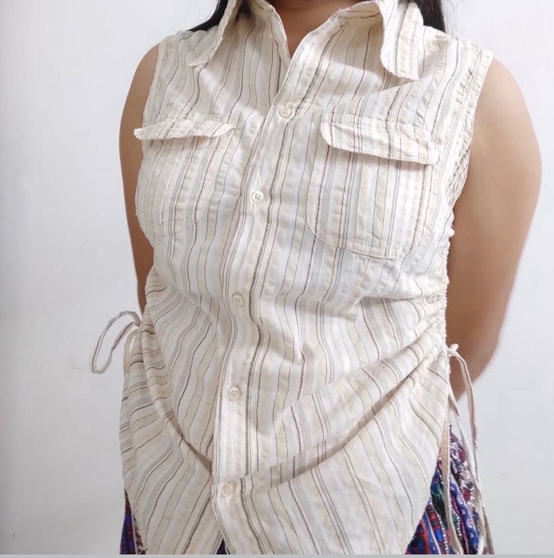 Drawstring Shirt Top