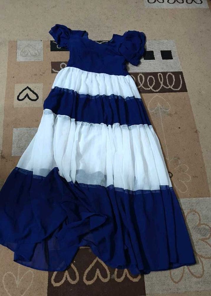 Blue &amp; White Maxi Dress Size- Small To Medium