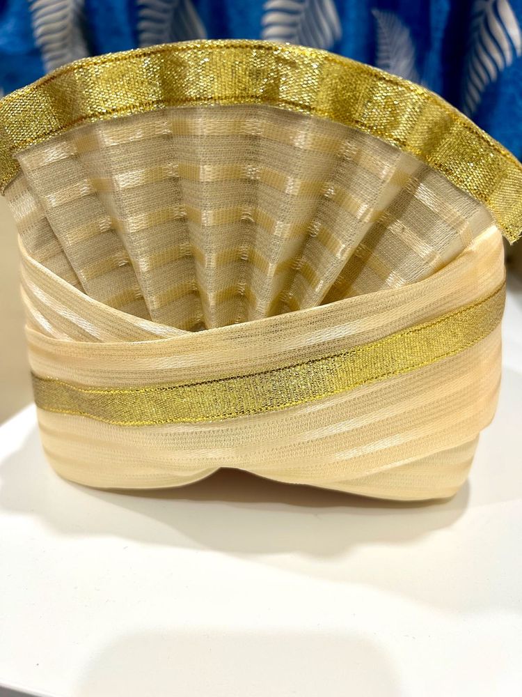 New Elegant Cream &amp; Gold Turban/Pagdi