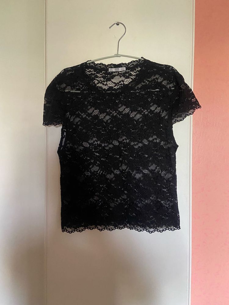 Zara New Black Lace Top