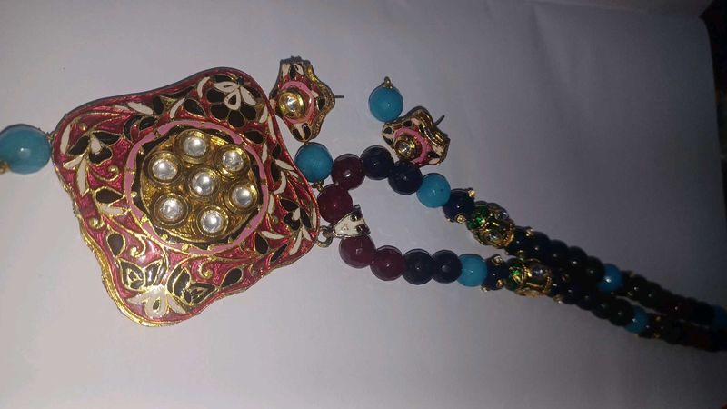 Colorful Necklace With Earrings