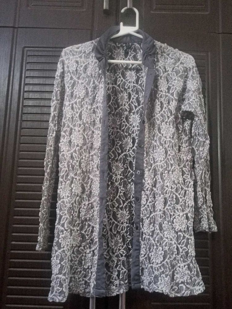 Net Shrug Top Wid Full Embroidery