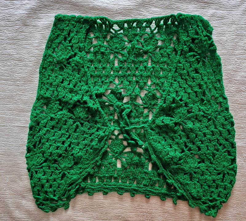 Beautiful 😍 Crochet Korean Short Shrug IN Green C