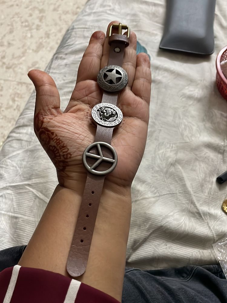 Metal And Leather Bracelete