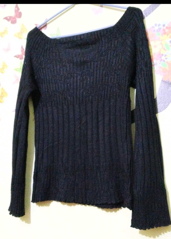 Down Shoulder Woolen Top