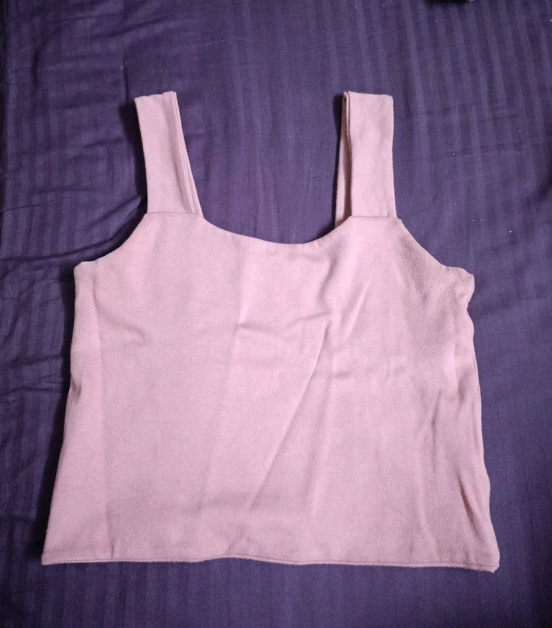 ONLY Cropped Top In Dusty Rose Pink