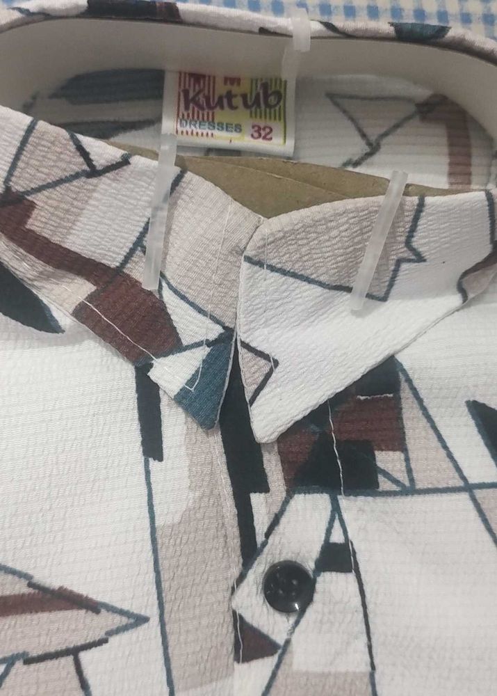 Abstract Print Button-Down Shirt Set