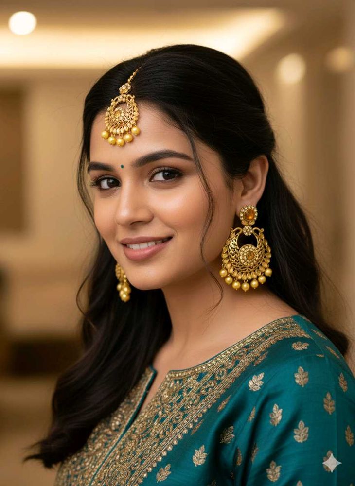 Elegant Ethnic Earrings &amp; Maangtika