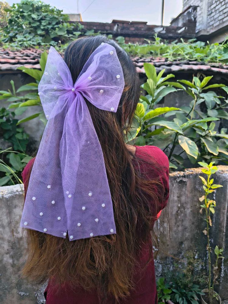 6 Combo Cute Pearl Bow Hair Clips 🤍💜🖤🩷🩵💗