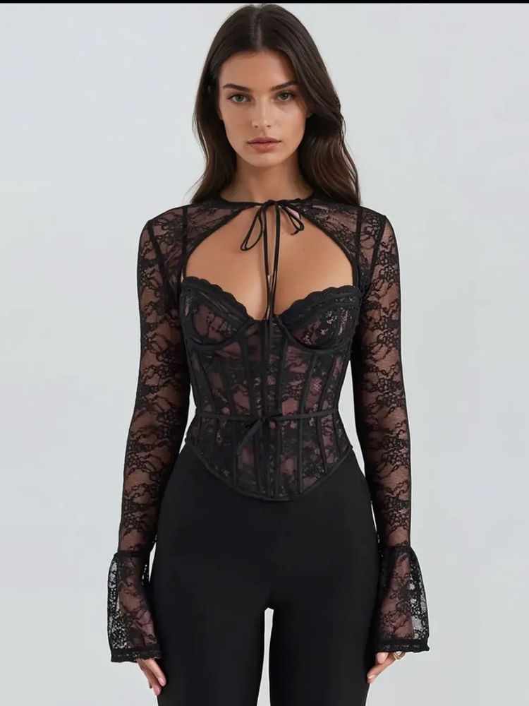Newme Black Lace Corset Top