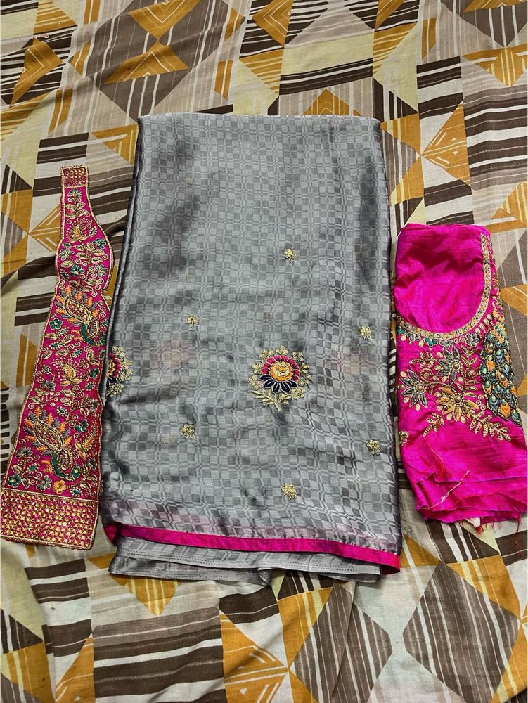 Party Wear Saree With Designer Blouses Pics