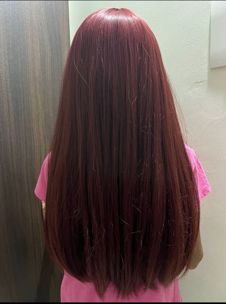 Imported! Women&#39;s Long Straight Wine Red Wig