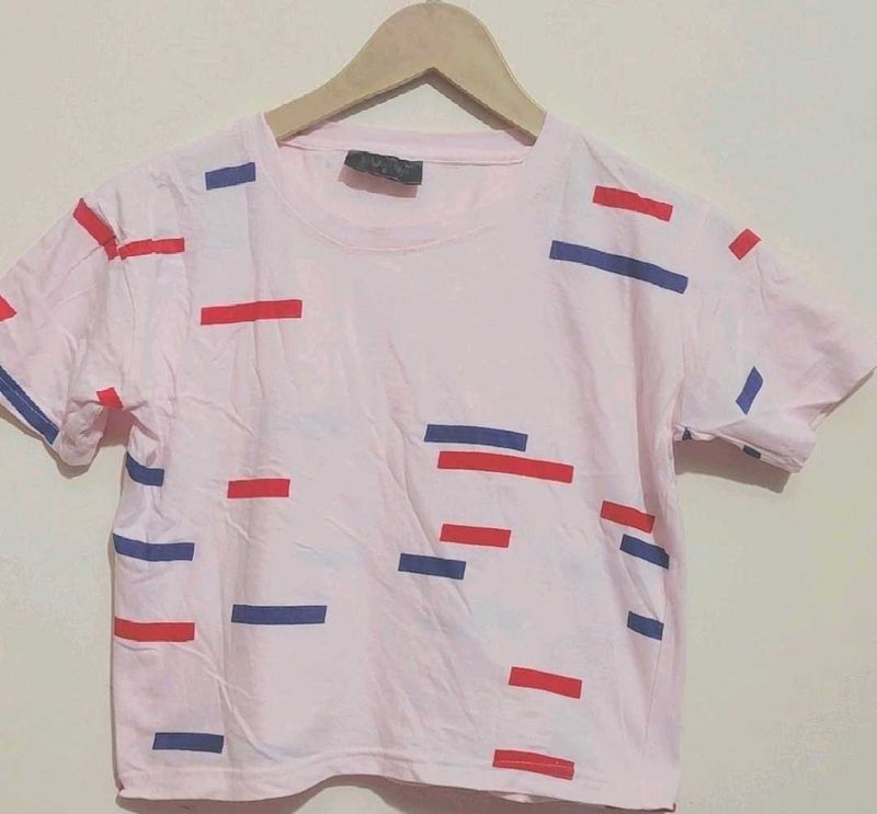 Light Pink Crop Top T-shirt For 30 Bust