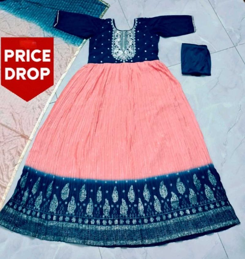 Elegant Embroidered Umbrella Gown Set