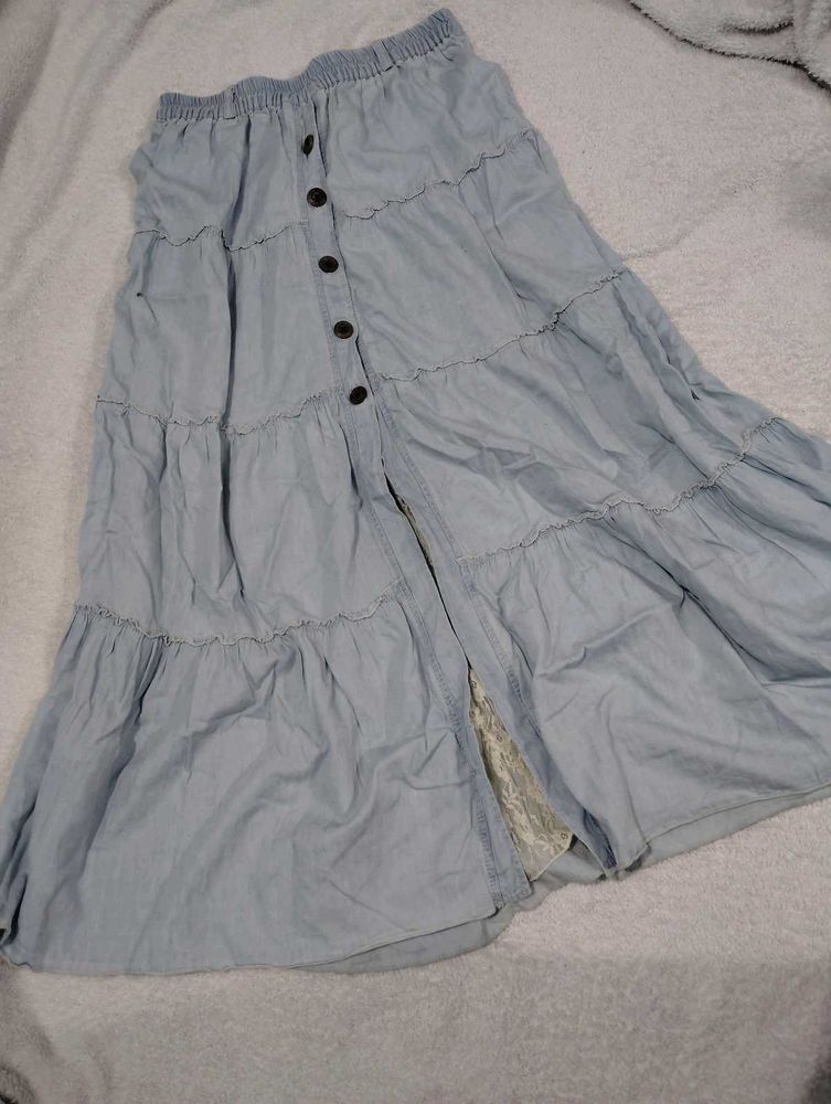 Tiered Denim Skirt