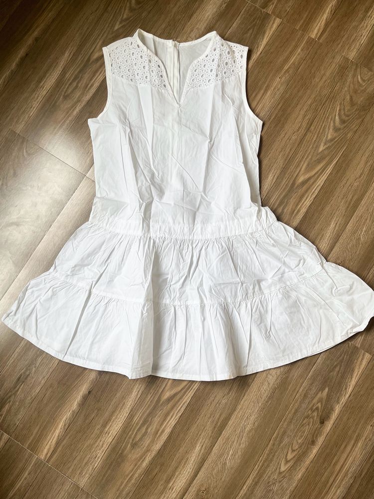 White Mini Flared Dress