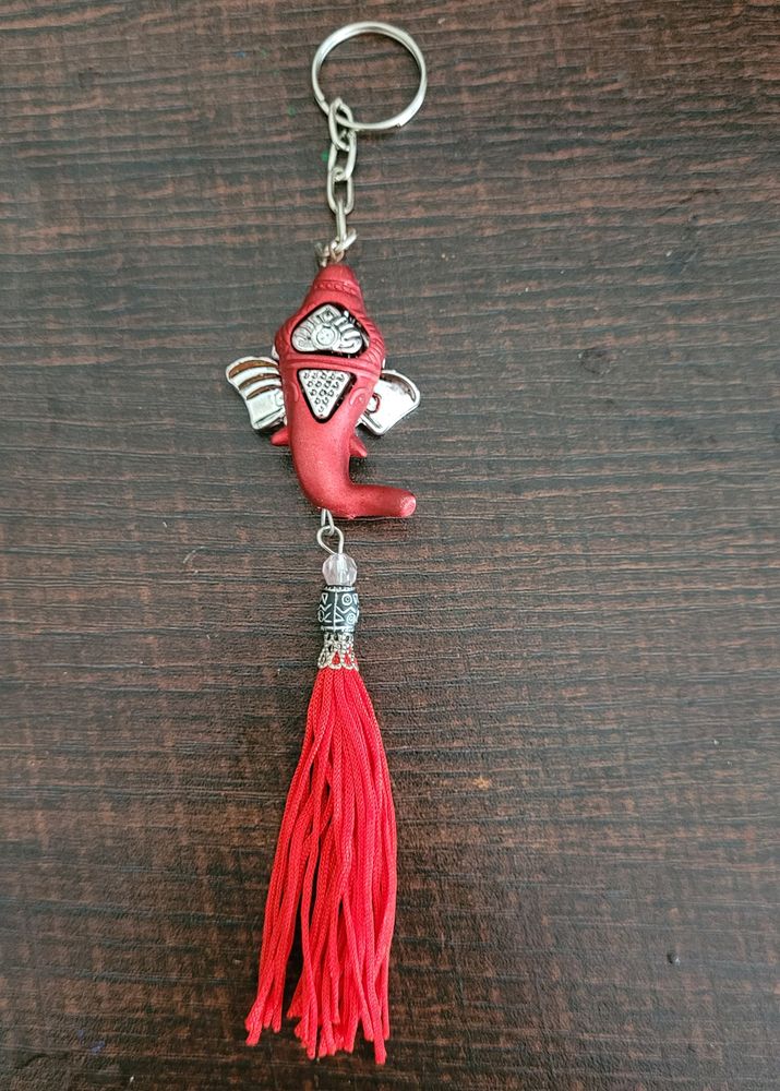 Lord Shri Ganpati Ganesh Keychain Red Colour