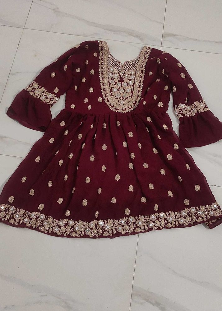 New Unused Zari Mirror Work Peplum Garara Set