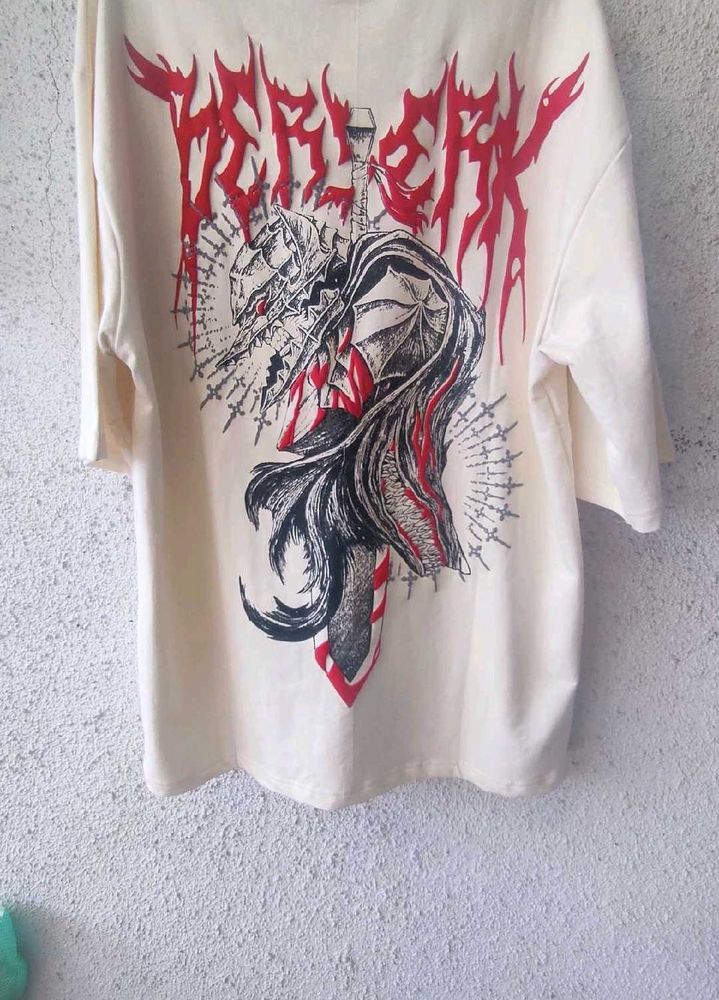 Oversized Puff Printed T-shirt Anime Print Berserk