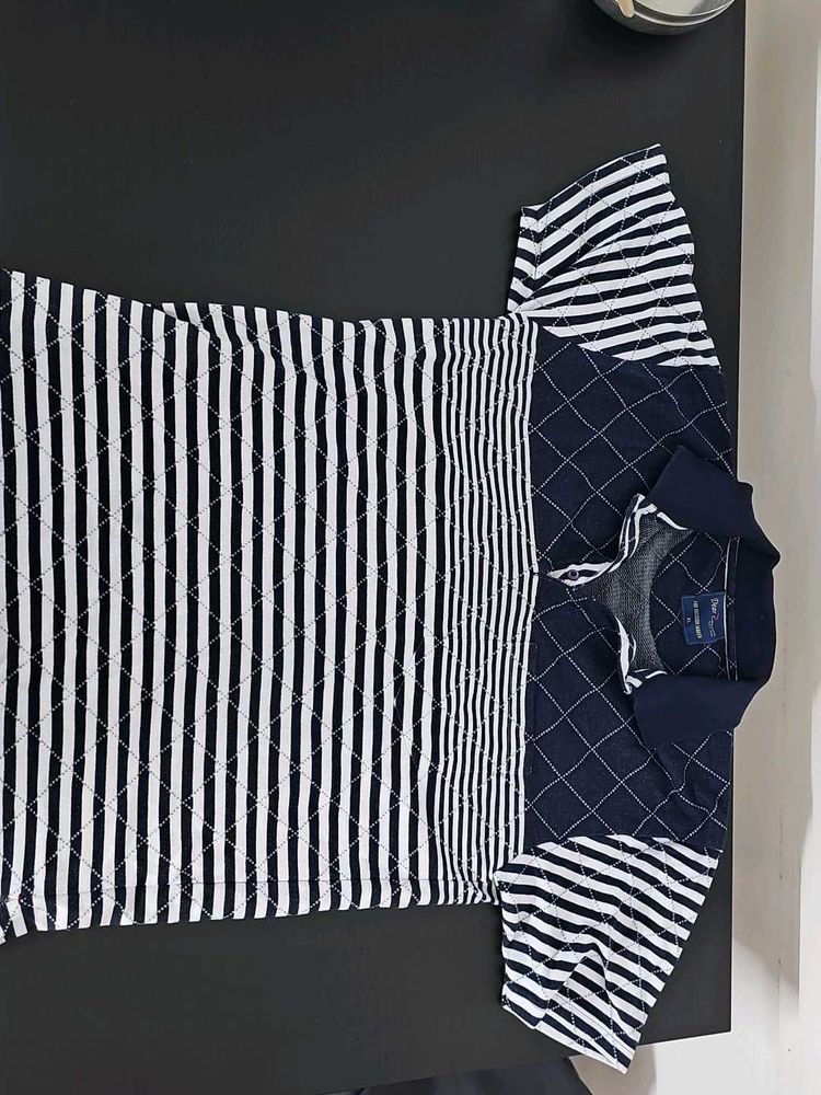 Striped &amp; Quilted Polo