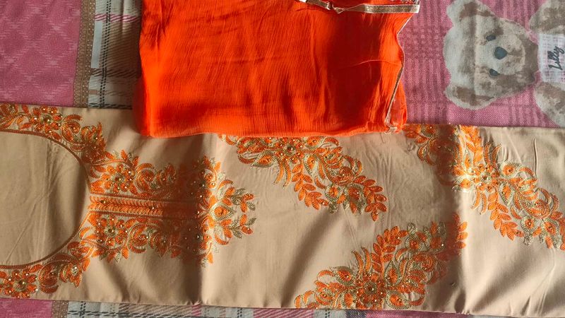 Skin Color Suit With Thread Work On It
