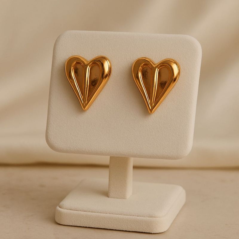 Golden Bloom Heart Studs