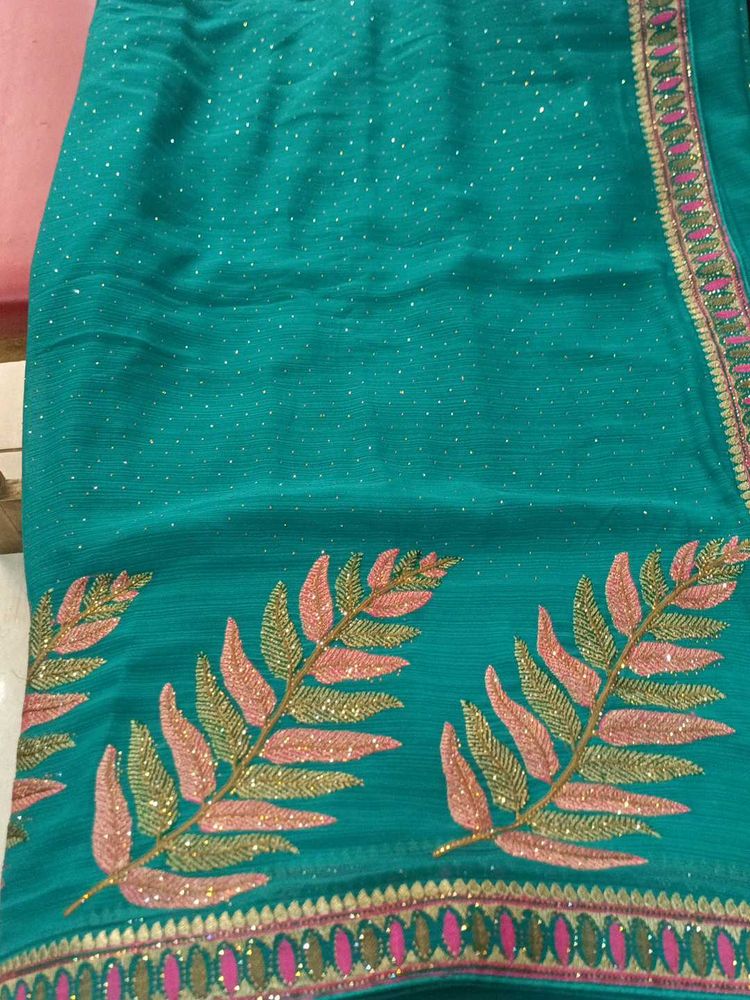 Embroidered Teal Saree