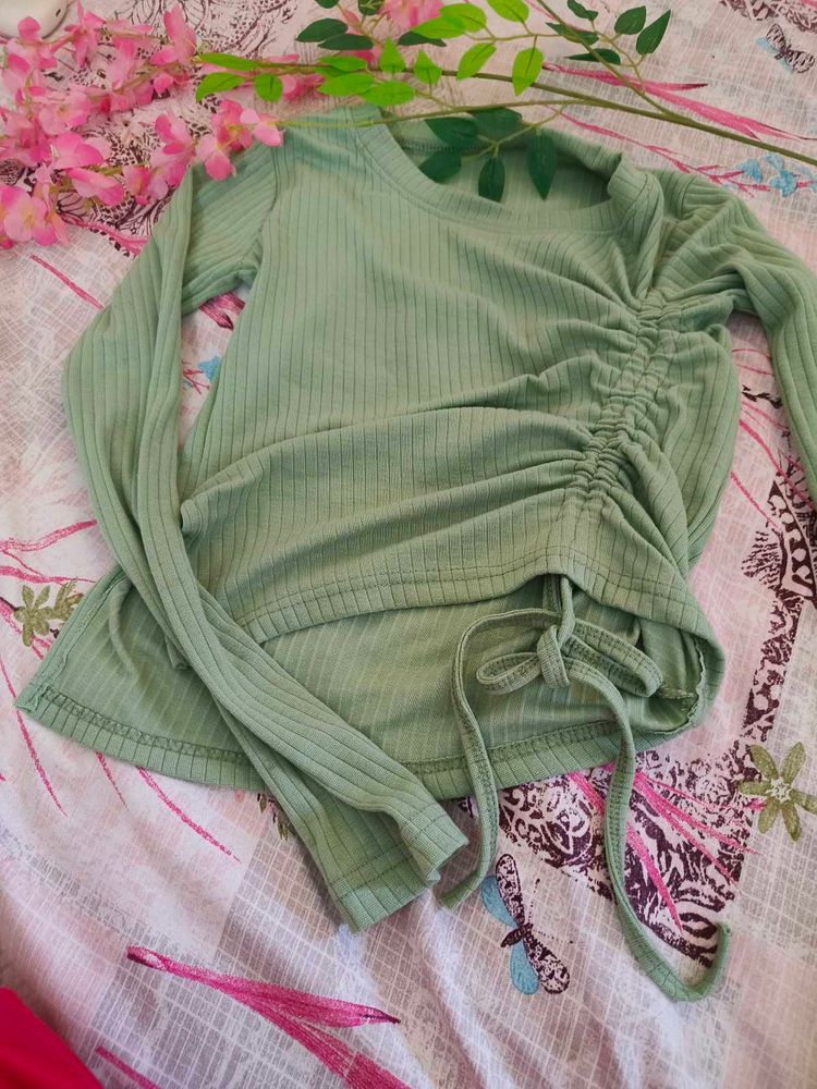 Olive Green Girl Fitted Top