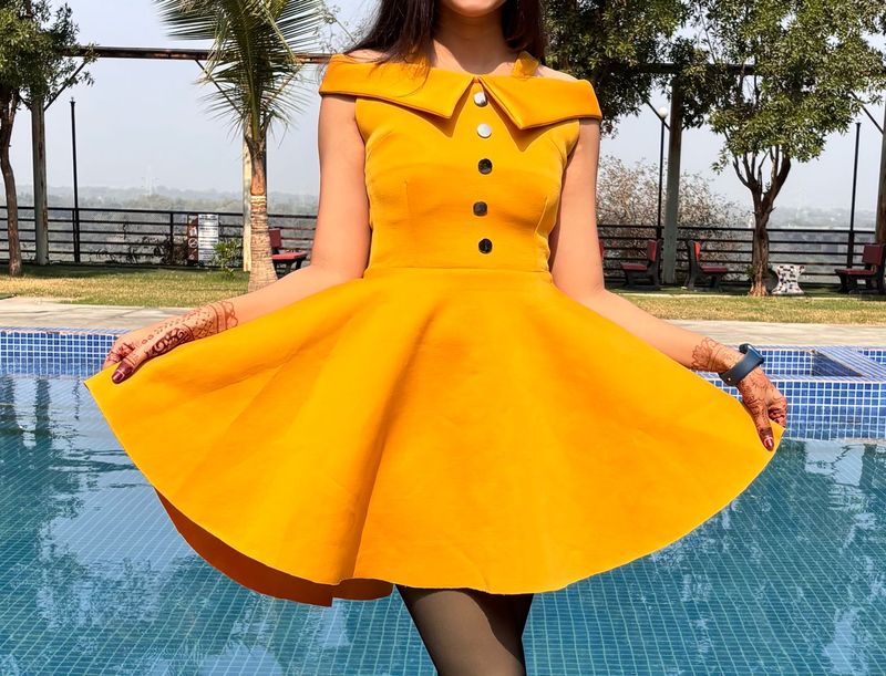 Chic Yellow Skater Dress