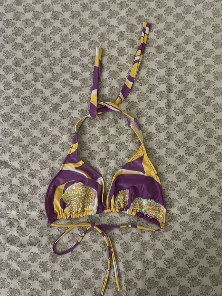 Purple Embellished Bikini