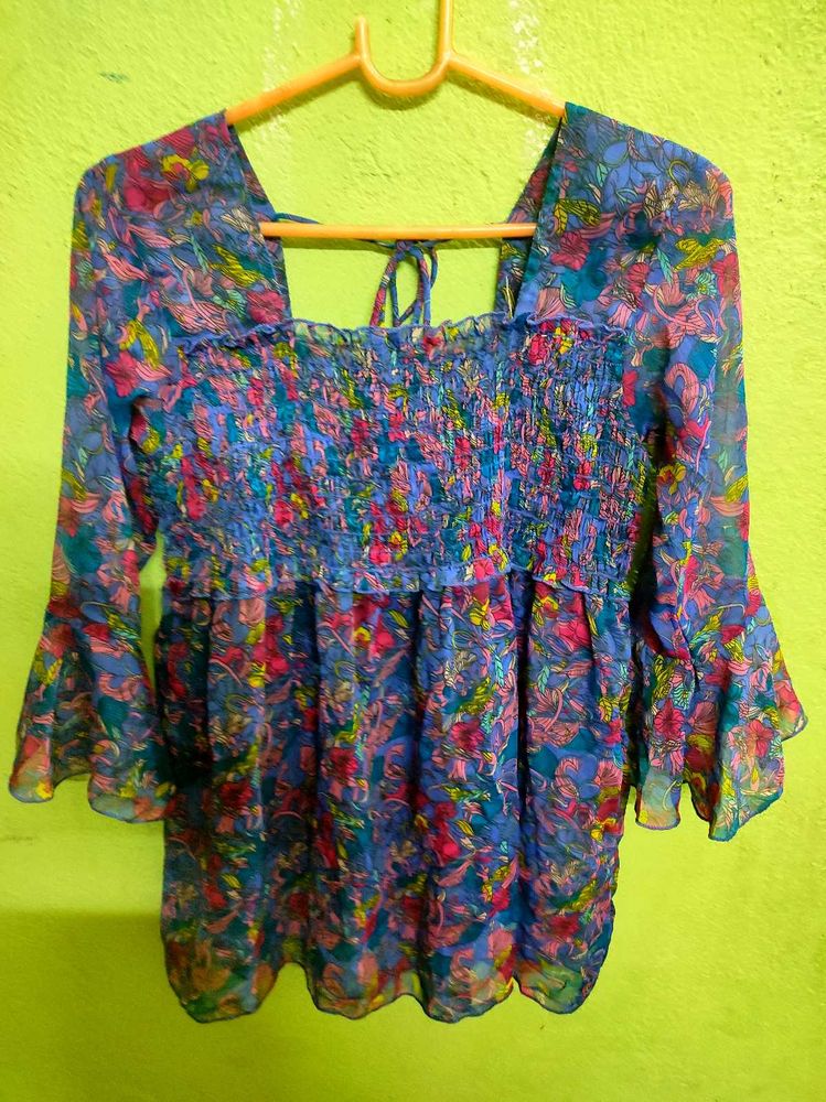 Multicolor Tunic With Back Tie Up
