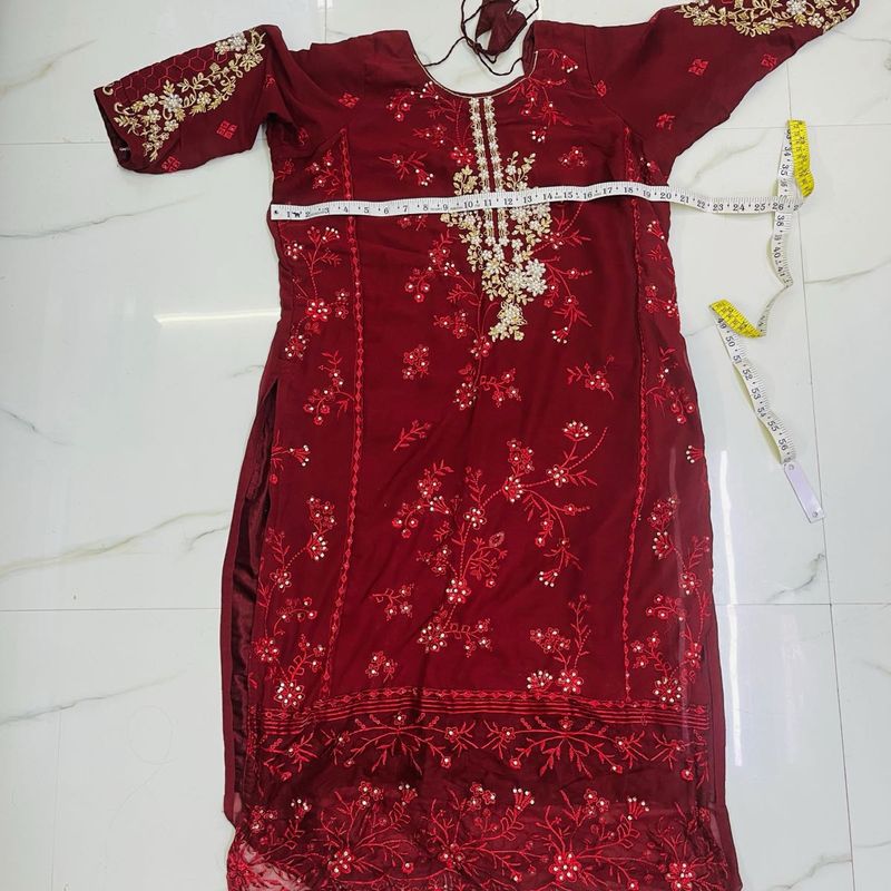 Maroon Embroidered Georgette Suit