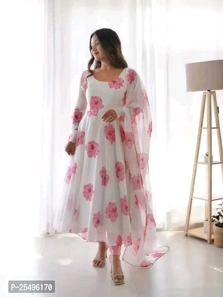 Floral Anarkali Gown Duppatta