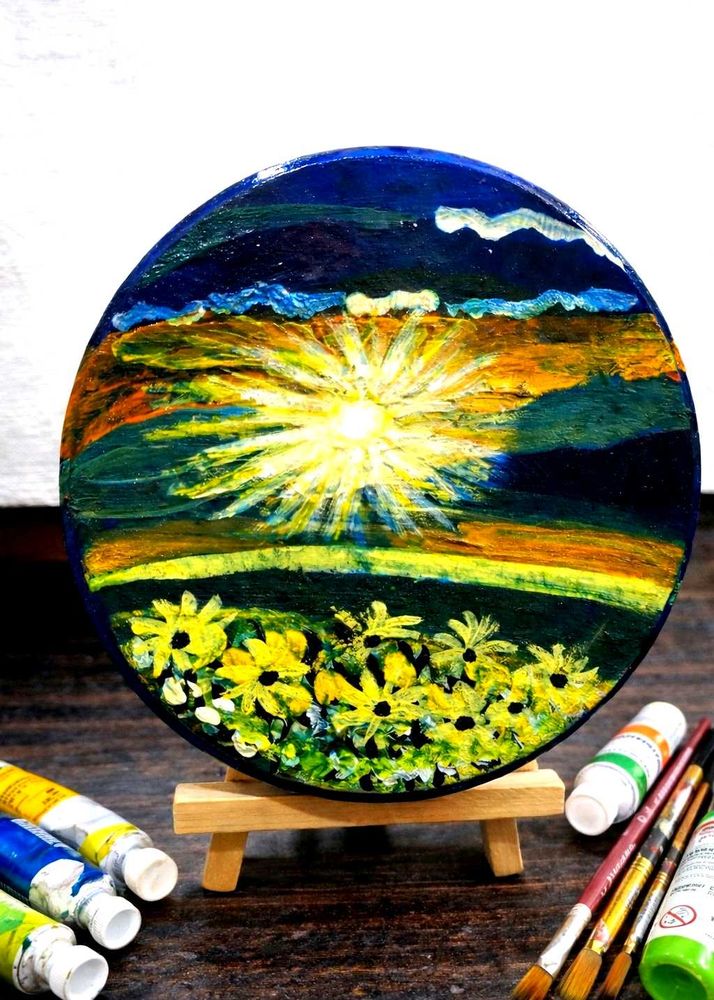 Sunflower Sunset Acrylic Painting