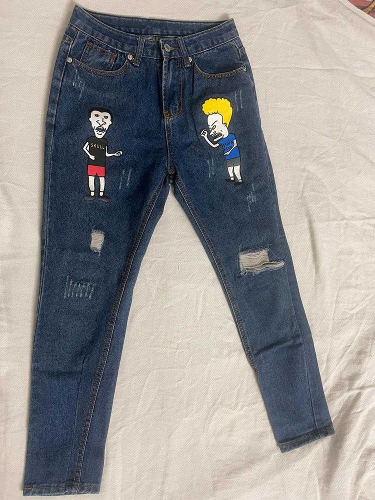 ◆ Beavis &amp; Butt-Head Ripped Cartoon Denim Jeans ◆
