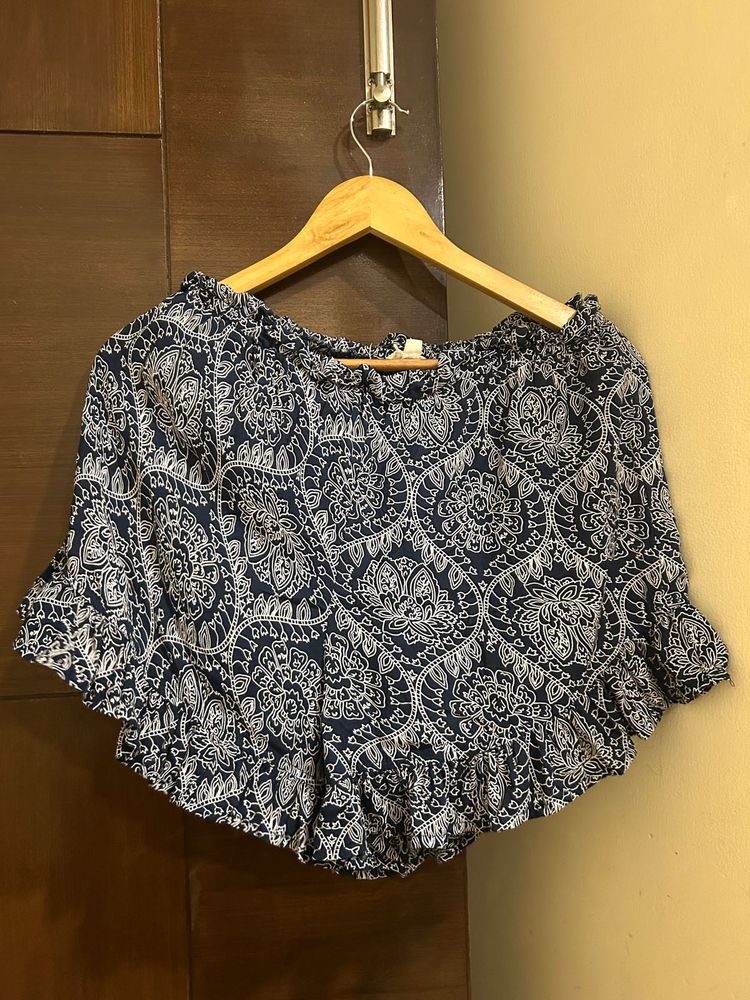 Paisley Print Ruffle Shorts