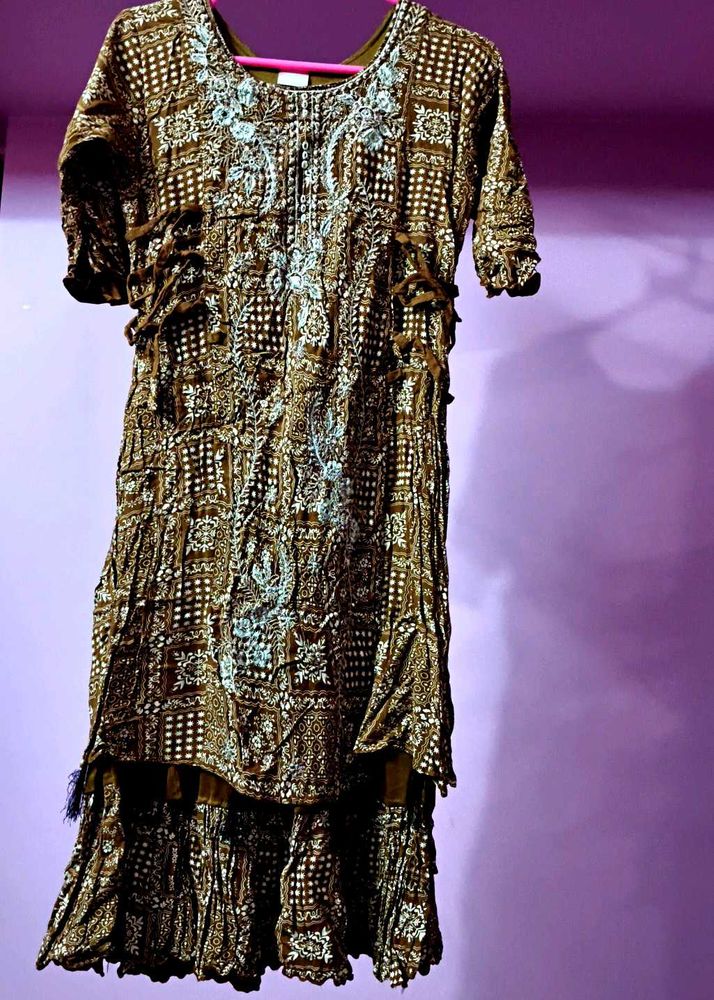 Brown Embroidered Dress