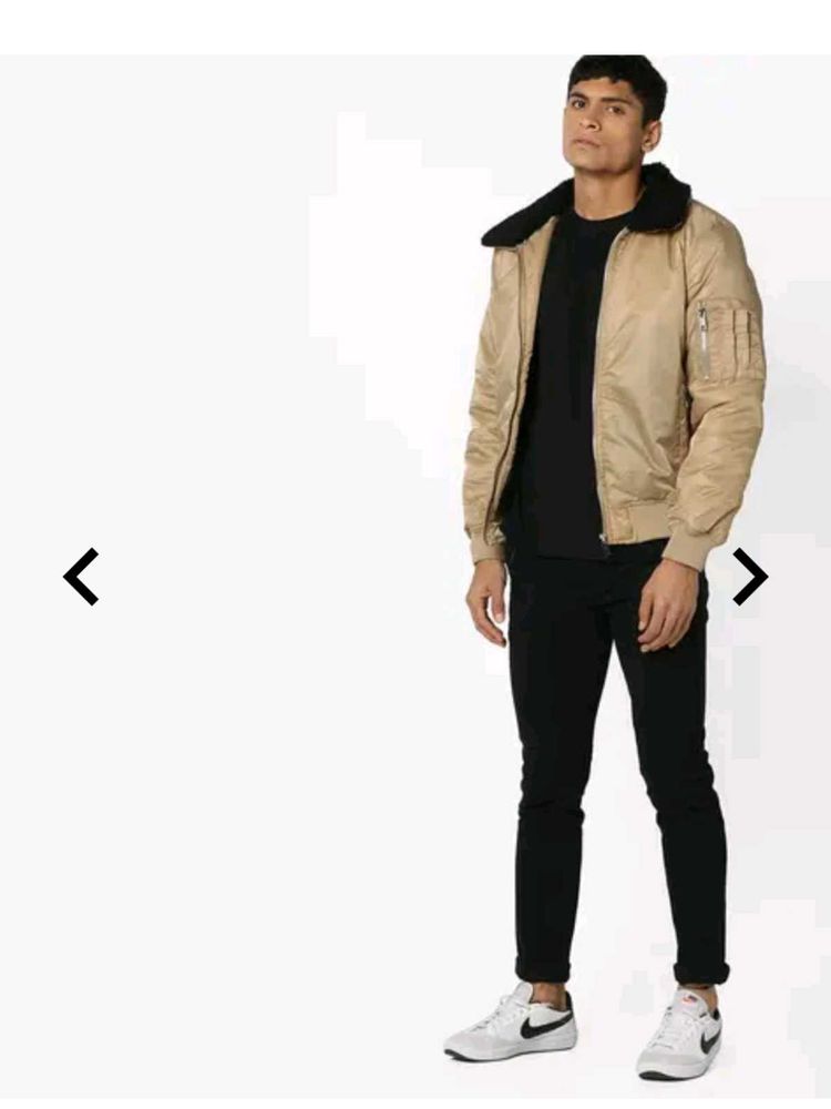 Tan Bomber Jacket - Fur Collar