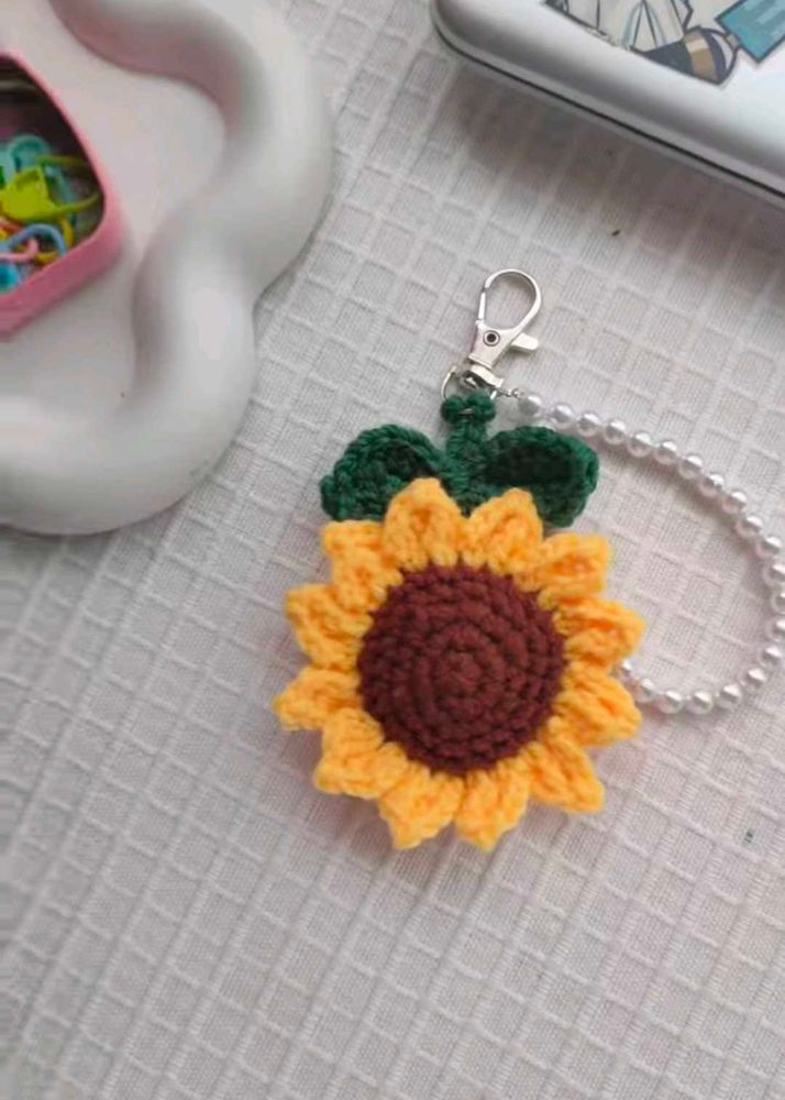Crochet Sunflower Keychain