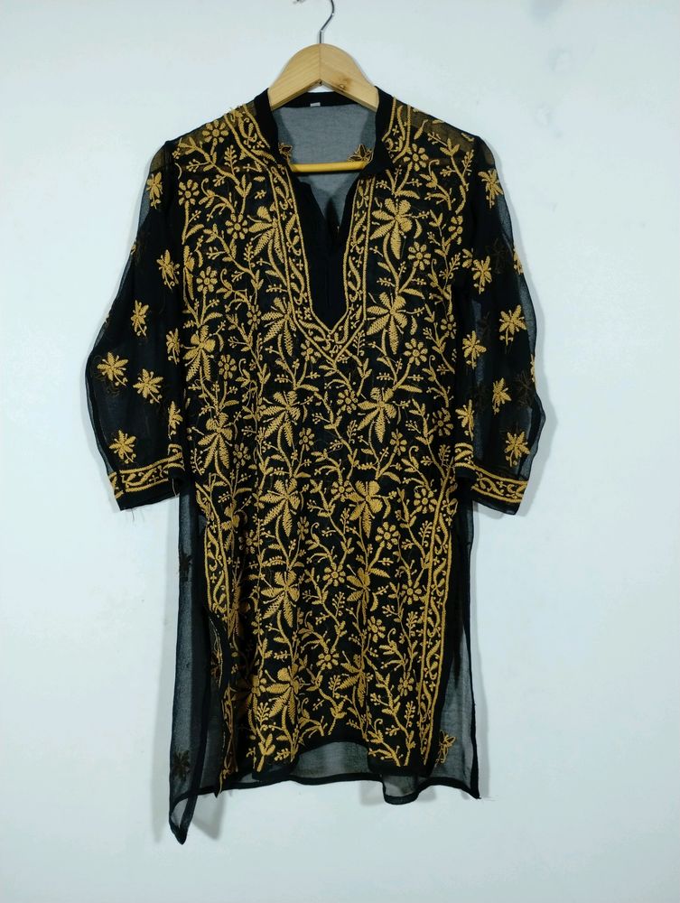 Black Lucknowi Kurti