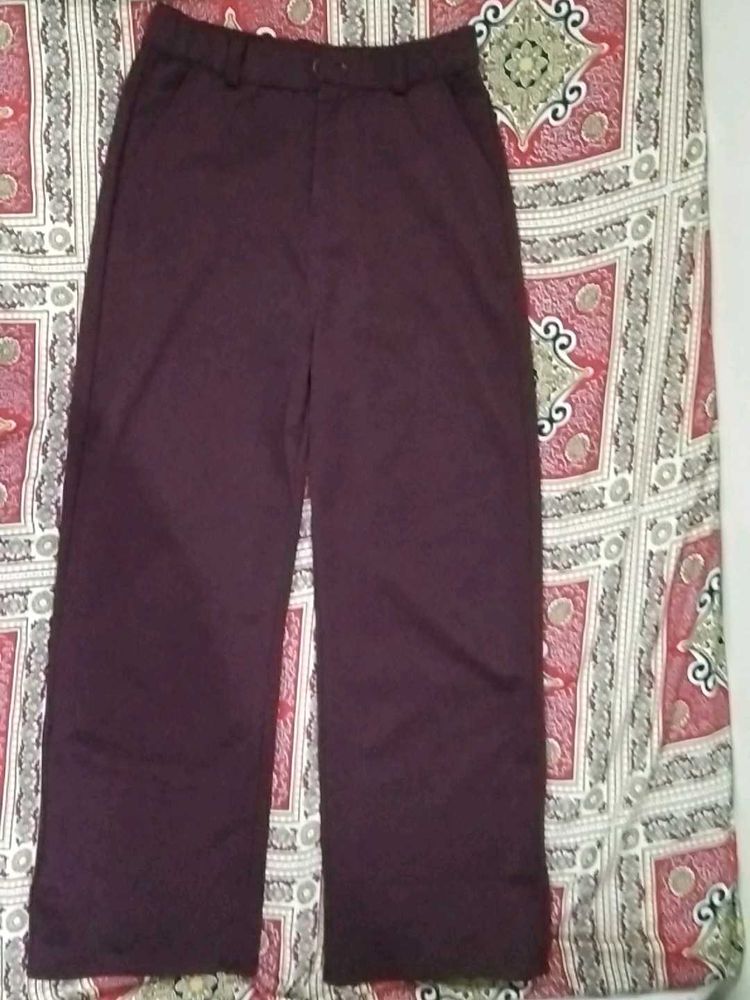 Maroon Wide Leg Pants