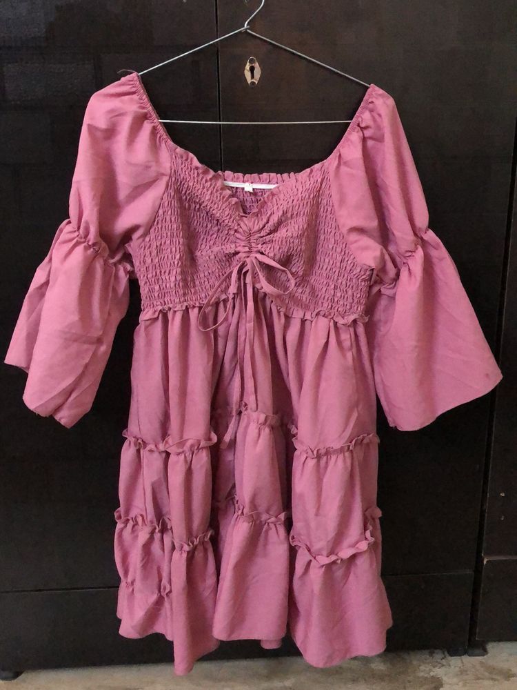 Cute Baby Pink Dress With Adjustable Neckline🌸💞